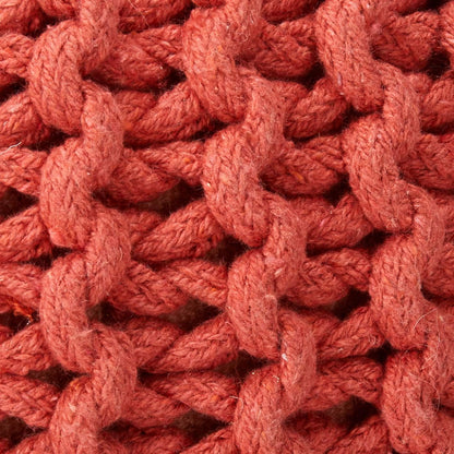 Poona Handcrafted Modern Cotton Pouf, Coral image 4
