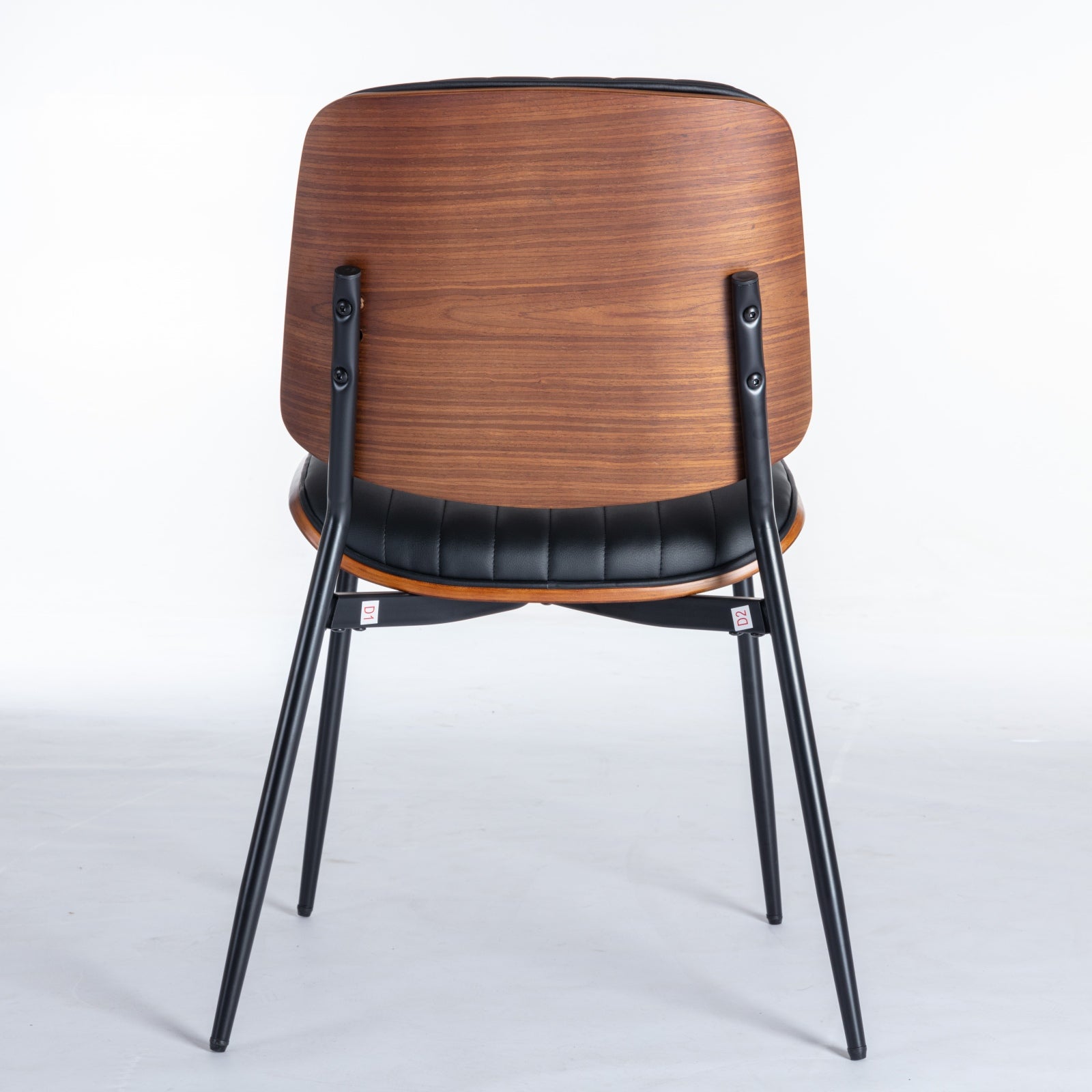 A&A Furniture, Dining Chairs Set of 2 Mid Century Modern Retro Faux Leather Chair with Walnut Bentwood Back Upholstered Seat Metal Legs Adjustable Foot for Kitchen Dining Room Chairs(Black PU) image 7