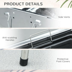 Outsunny Charcoal Grill, Stainless Steel Portable Folding BBQ, Outdoor Hibachi for Backyard Cooking, Camping, Picnic, Party, Tailgating and Travel with Pan, Grill Rack, Shelves, and Hooks