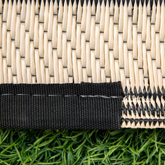 Outsunny Reversible Outdoor Rug, 9' x 18' Waterproof Plastic Straw Floor Mat, Portable RV Camping Carpet, Large Floor Mat for Backyard, Deck, Picnic, Beach, Black & Beige
