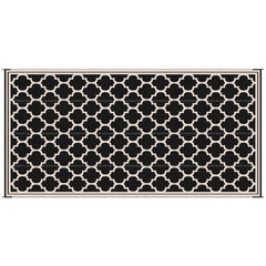 Outsunny Reversible Outdoor Rug, 9' x 18' Waterproof Plastic Straw Floor Mat, Portable RV Camping Carpet, Large Floor Mat for Backyard, Deck, Picnic, Beach, Black & Beige