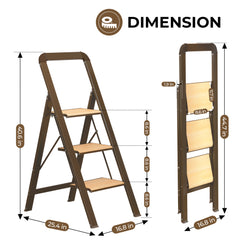 3 Step Folding Step Stool - Lightweight Aluminium Ladder with 580 lbs Capacity