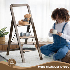 3 Step Folding Step Stool - Lightweight Aluminium Ladder with 580 lbs Capacity