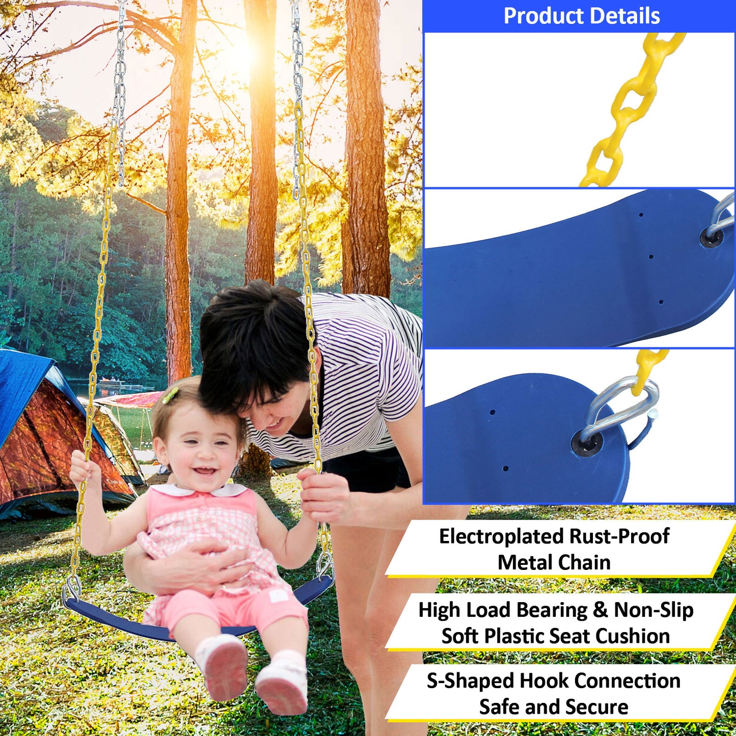 2 in 1 Swing Set With Hammock Swing, Belt Swing for Backyard image 6
