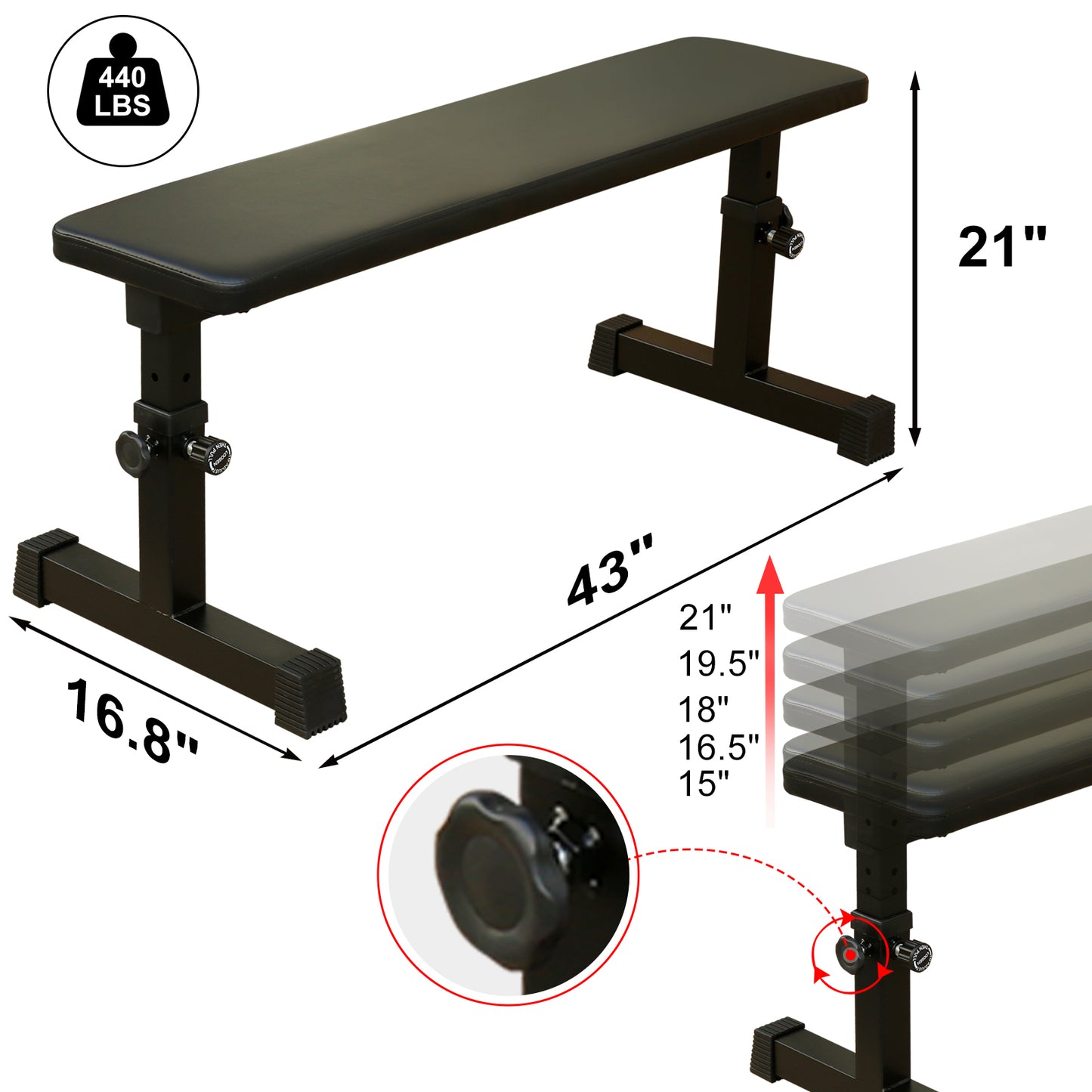 THE Flat Weight Bench for Strength Training W/ 5-Level Adjustable Height image 2