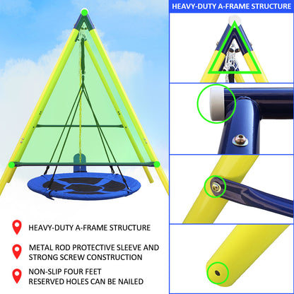 2 in 1 Swing Set With Hammock Swing, Belt Swing for Backyard image 5
