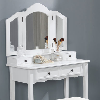 Sanlo Wooden Vanity Make Up Table and Stool Set, White image 6