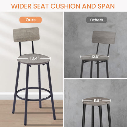 Bar Table Set with 4 Bar stools PU Soft seat with backrest, Grey, 47.24'' L x 23.62'' W x 35.43'' H image 11