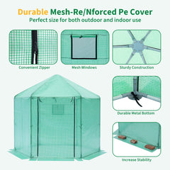 Walk-in Greenhouse Hexagonal Upgrade Reinforced Frame Heavy Duty Plastic Greenhouse Reinforced Thickened Waterproof Insulation(9.2*8.1 ft)
