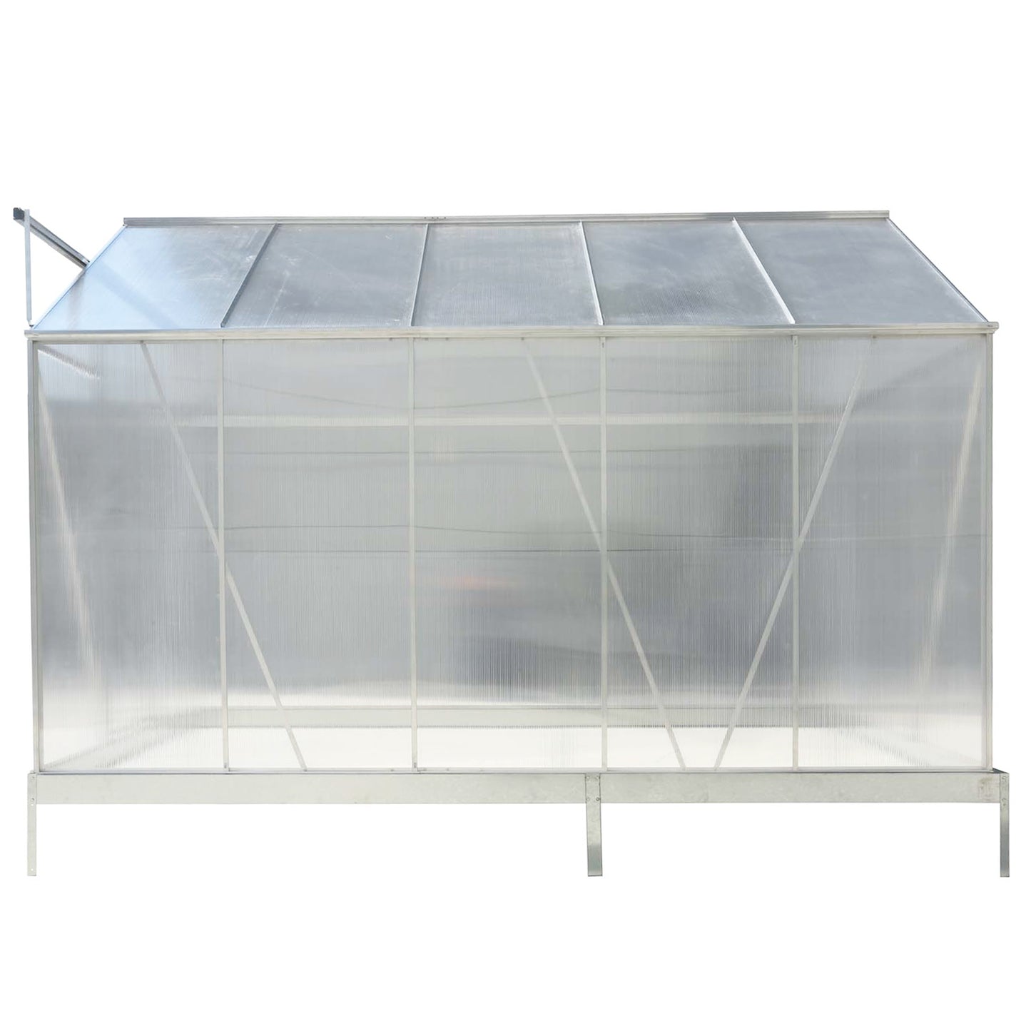 6.3'*10.2'*7' Polycarbonate Greenhouse, Heavy Duty Outdoor Aluminum Walk-in Green House Kit with Rain Gutter, Vent and Door for Backyard Garden, color aluminium image 9