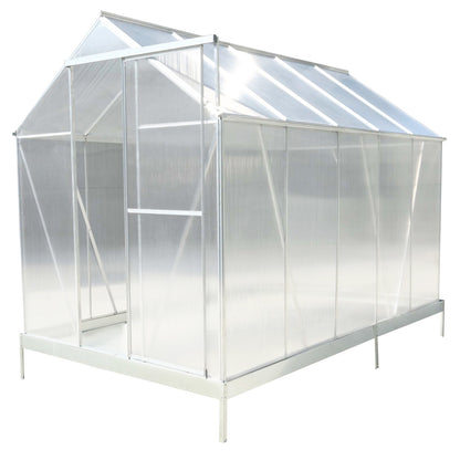 6.3'*10.2'*7' Polycarbonate Greenhouse, Heavy Duty Outdoor Aluminum Walk-in Green House Kit with Rain Gutter, Vent and Door for Backyard Garden, color aluminium image 7