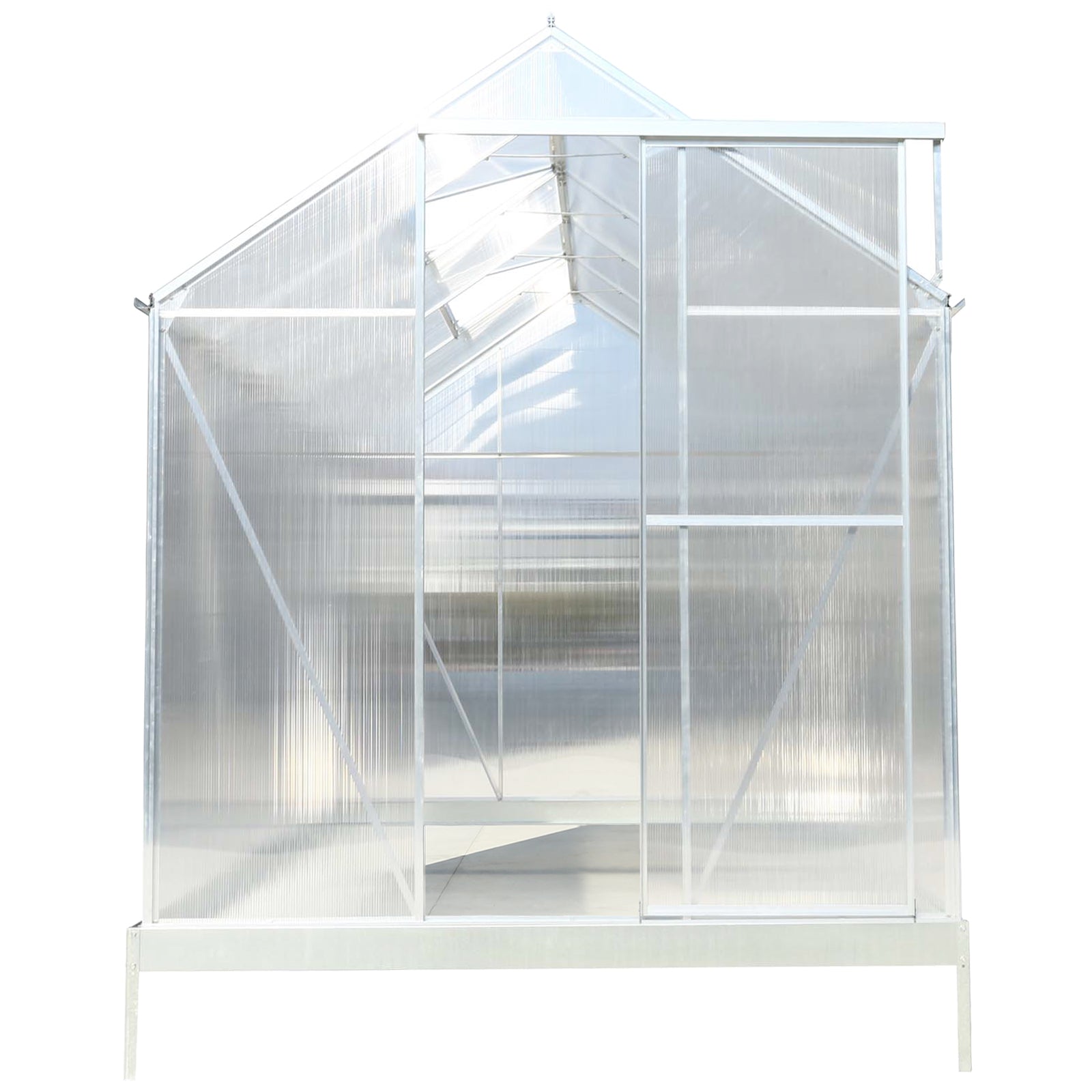 6.3'*10.2'*7' Polycarbonate Greenhouse, Heavy Duty Outdoor Aluminum Walk-in Green House Kit with Rain Gutter, Vent and Door for Backyard Garden, color aluminium image 8