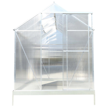 6.3'*10.2'*7' Polycarbonate Greenhouse, Heavy Duty Outdoor Aluminum Walk-in Green House Kit with Rain Gutter, Vent and Door for Backyard Garden, color aluminium image 8