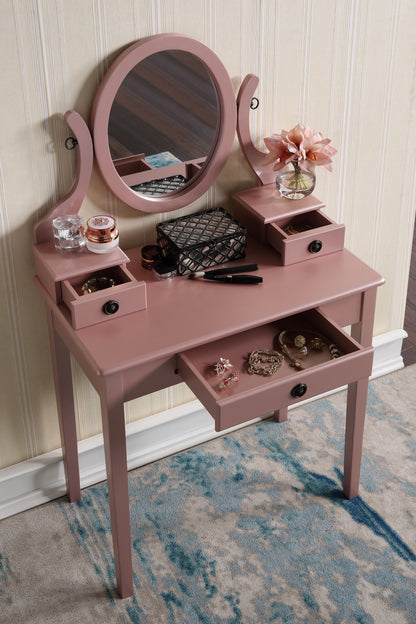 Moniys Wood Moniya Makeup Vanity Table and Stool Set, Rose Gold image 3