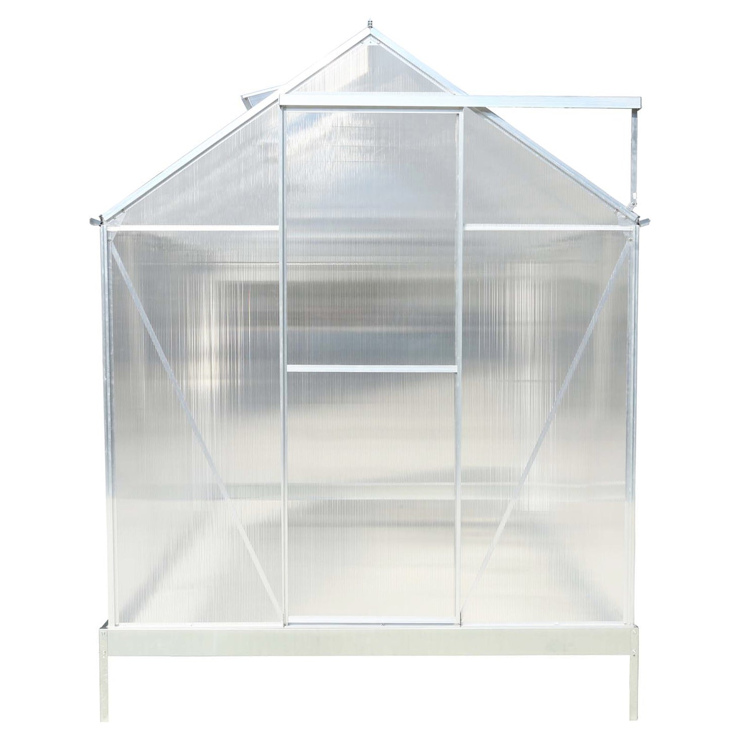 6.3'*10.2'*7' Polycarbonate Greenhouse, Heavy Duty Outdoor Aluminum Walk-in Green House Kit with Rain Gutter, Vent and Door for Backyard Garden, color aluminium image 4