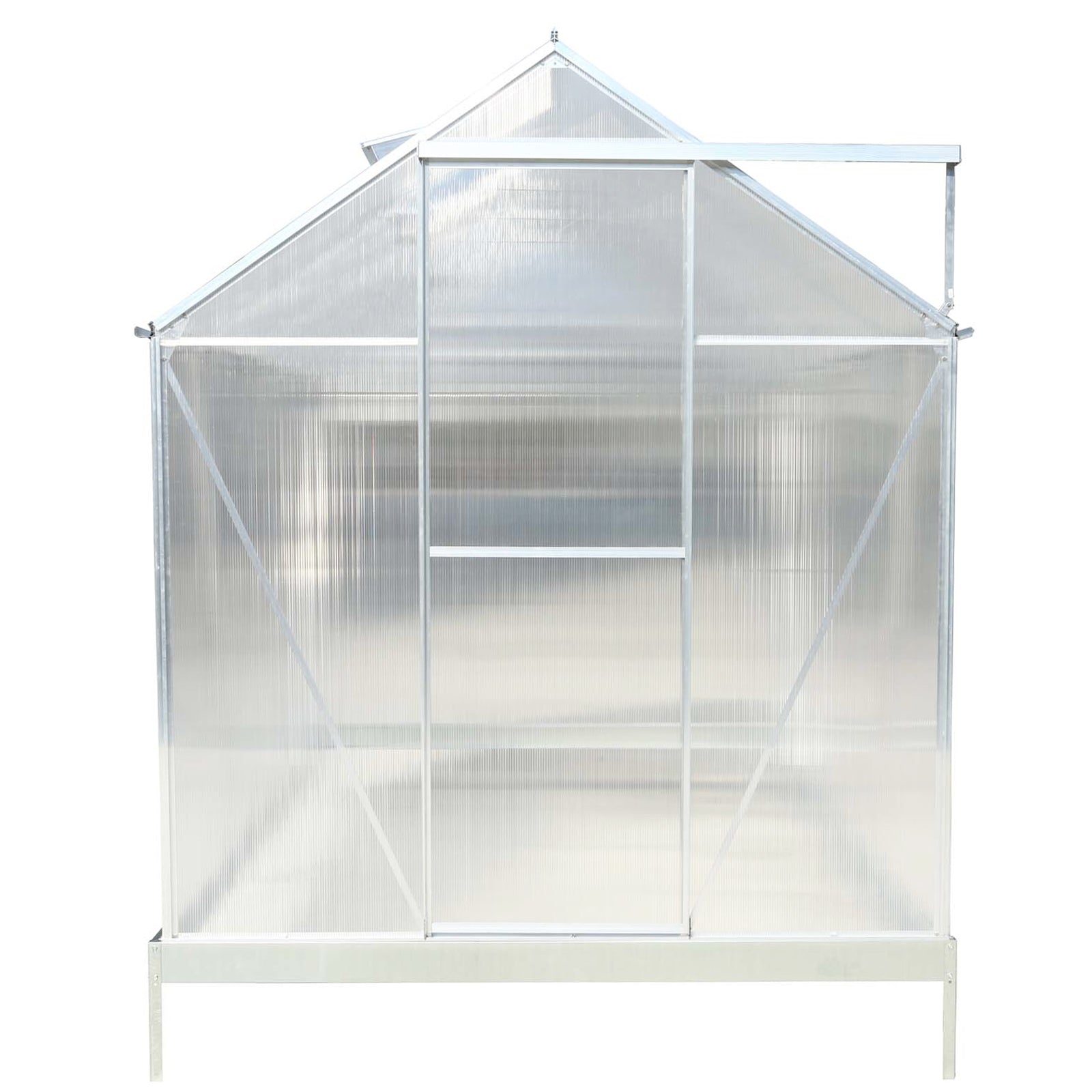 6.3'*10.2'*7' Polycarbonate Greenhouse, Heavy Duty Outdoor Aluminum Walk-in Green House Kit with Rain Gutter, Vent and Door for Backyard Garden, color aluminium image 4