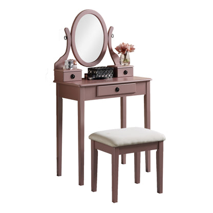Moniys Wood Moniya Makeup Vanity Table and Stool Set, Rose Gold image 5
