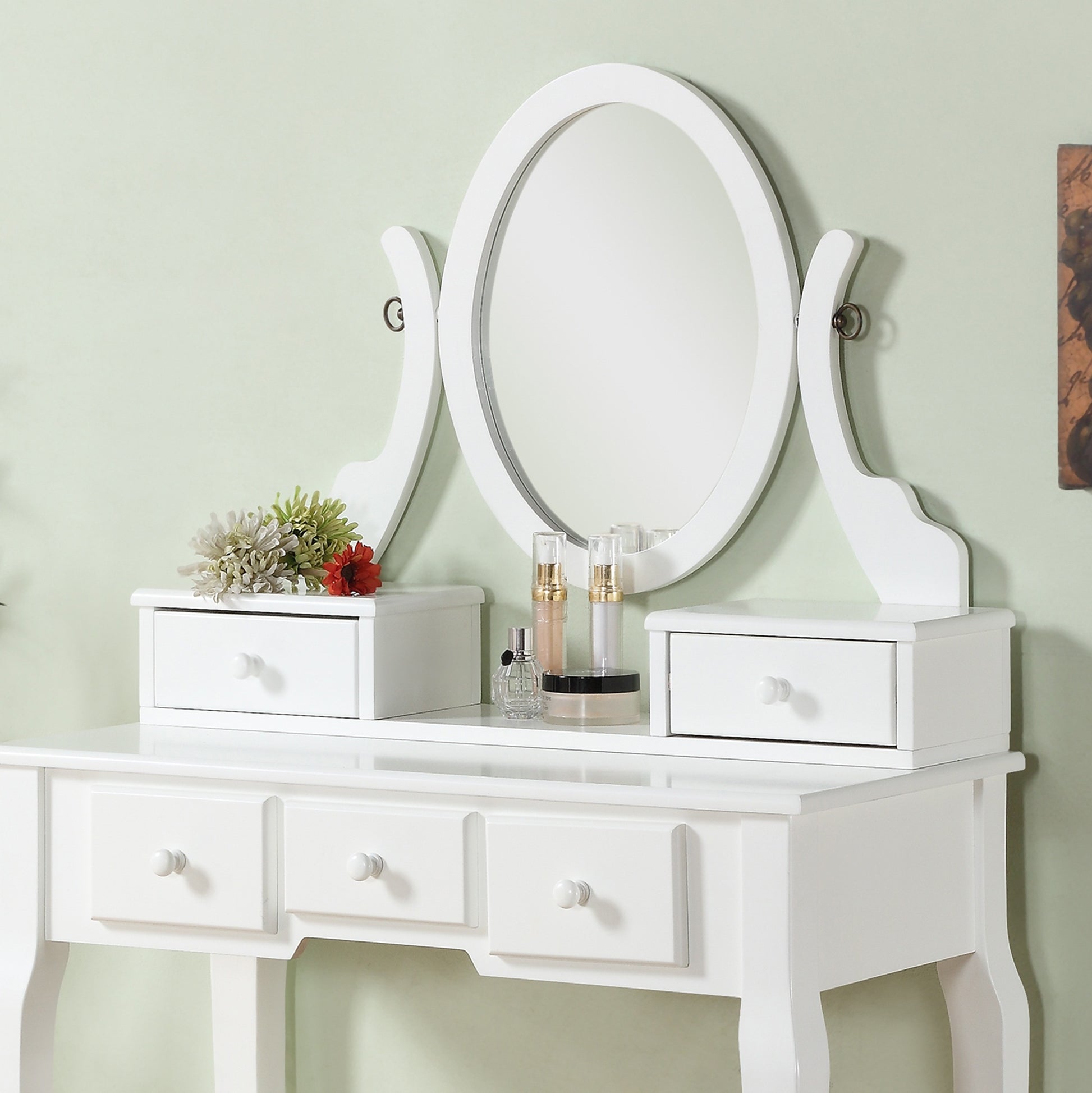 Ashley Wood Make-Up Vanity Table and Stool Set, White image 3