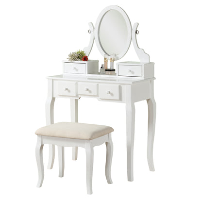 Ashley Wood Make-Up Vanity Table and Stool Set, White image 5