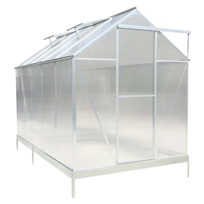 6.3'*10.2'*7' Polycarbonate Greenhouse, Heavy Duty Outdoor Aluminum Walk-in Green House Kit with Rain Gutter, Vent and Door for Backyard Garden, color aluminium image 1