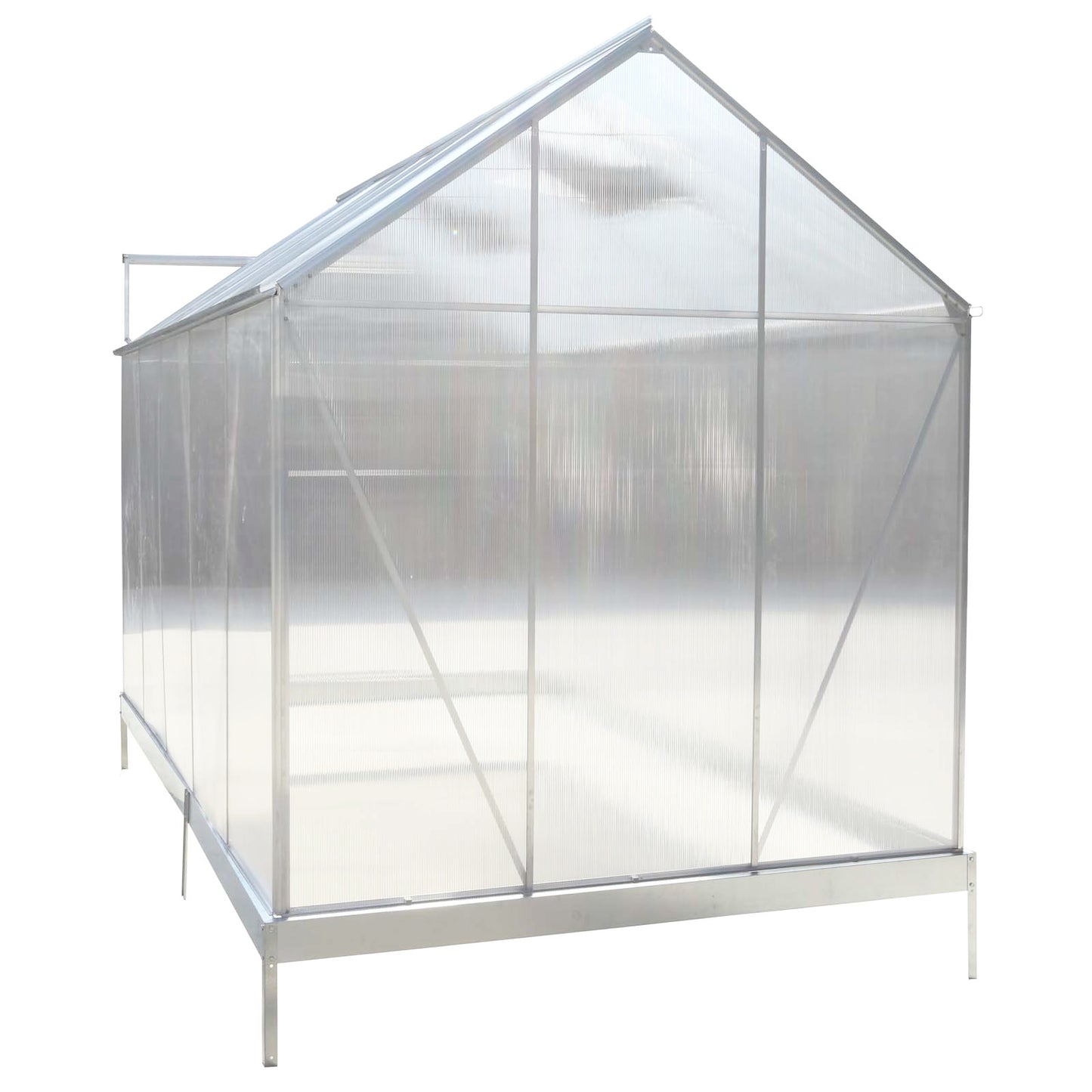 6.3'*10.2'*7' Polycarbonate Greenhouse, Heavy Duty Outdoor Aluminum Walk-in Green House Kit with Rain Gutter, Vent and Door for Backyard Garden, color aluminium image 3