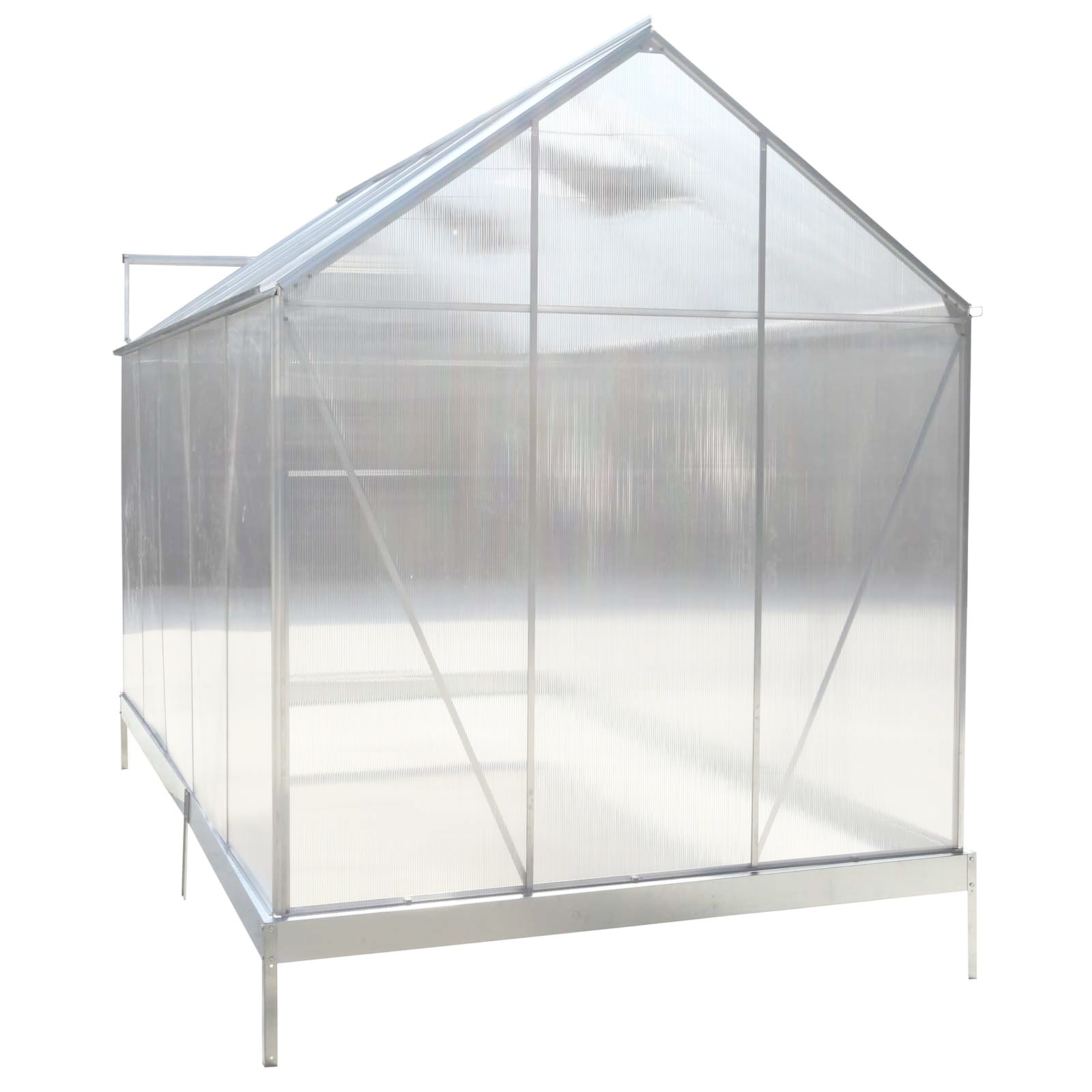 6.3'*10.2'*7' Polycarbonate Greenhouse, Heavy Duty Outdoor Aluminum Walk-in Green House Kit with Rain Gutter, Vent and Door for Backyard Garden, color aluminium image 3