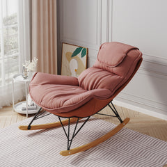 Leisure sofa single rocking chair, light luxury sofa chair, balcony leisure area single chair, comfortable and breathable,detachable and washable seat cushion (Color: Beige)