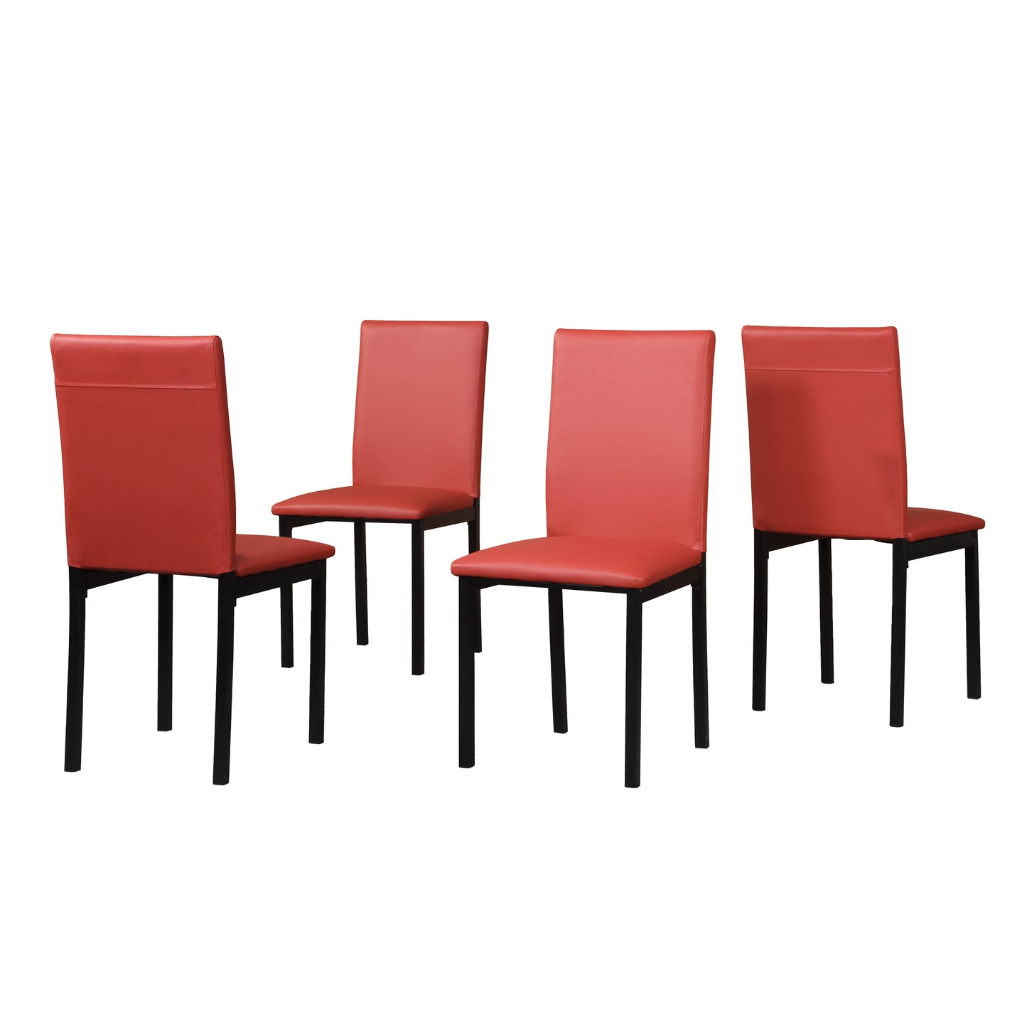 Noyes Faux Leather Seat Metal Frame Dining Chairs, Set of 4, Red image 4