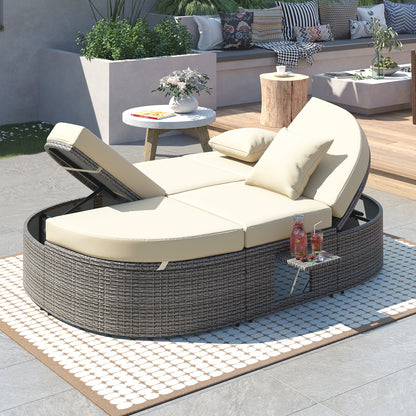 TOPMAX Sun Bed with Cup Trays - Detail of Foldable Tray