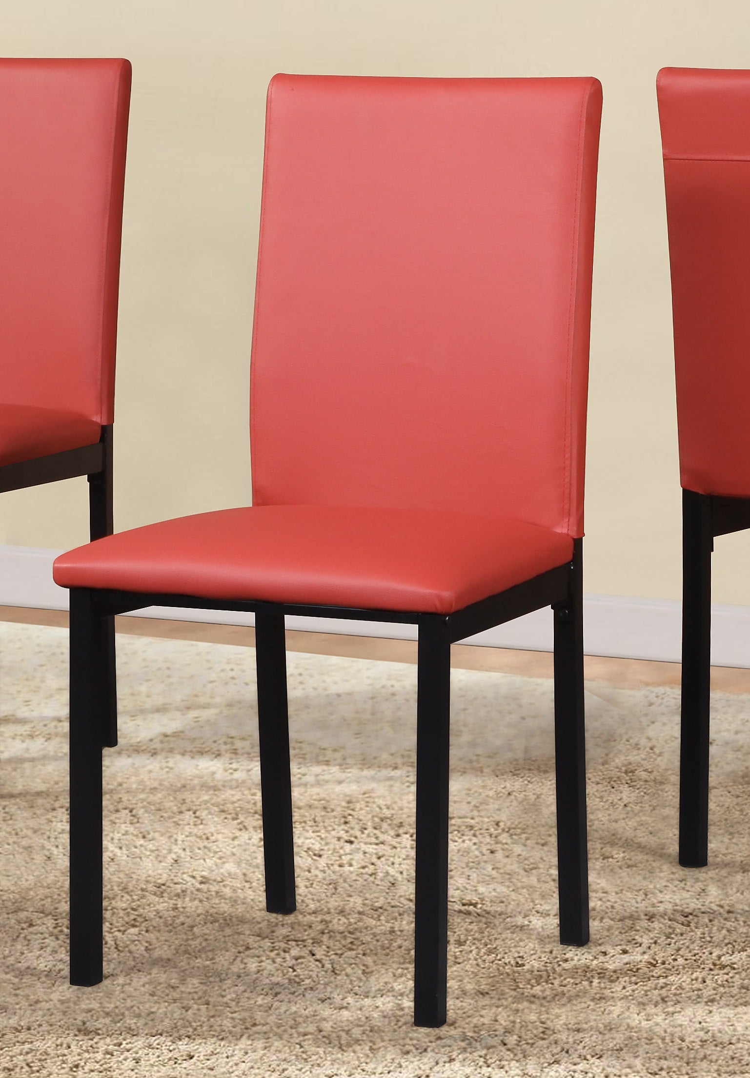 Noyes Faux Leather Seat Metal Frame Dining Chairs, Set of 4, Red image 2