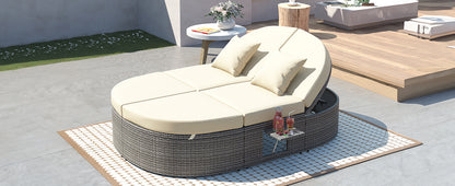 TOPMAX Rattan Garden Chaise Lounge - Back View