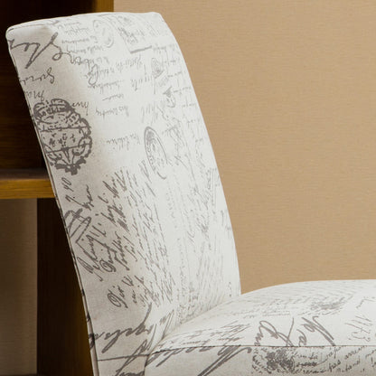 Botticelli English Letter Print Fabric Armless Contemporary Accent Chair image 4