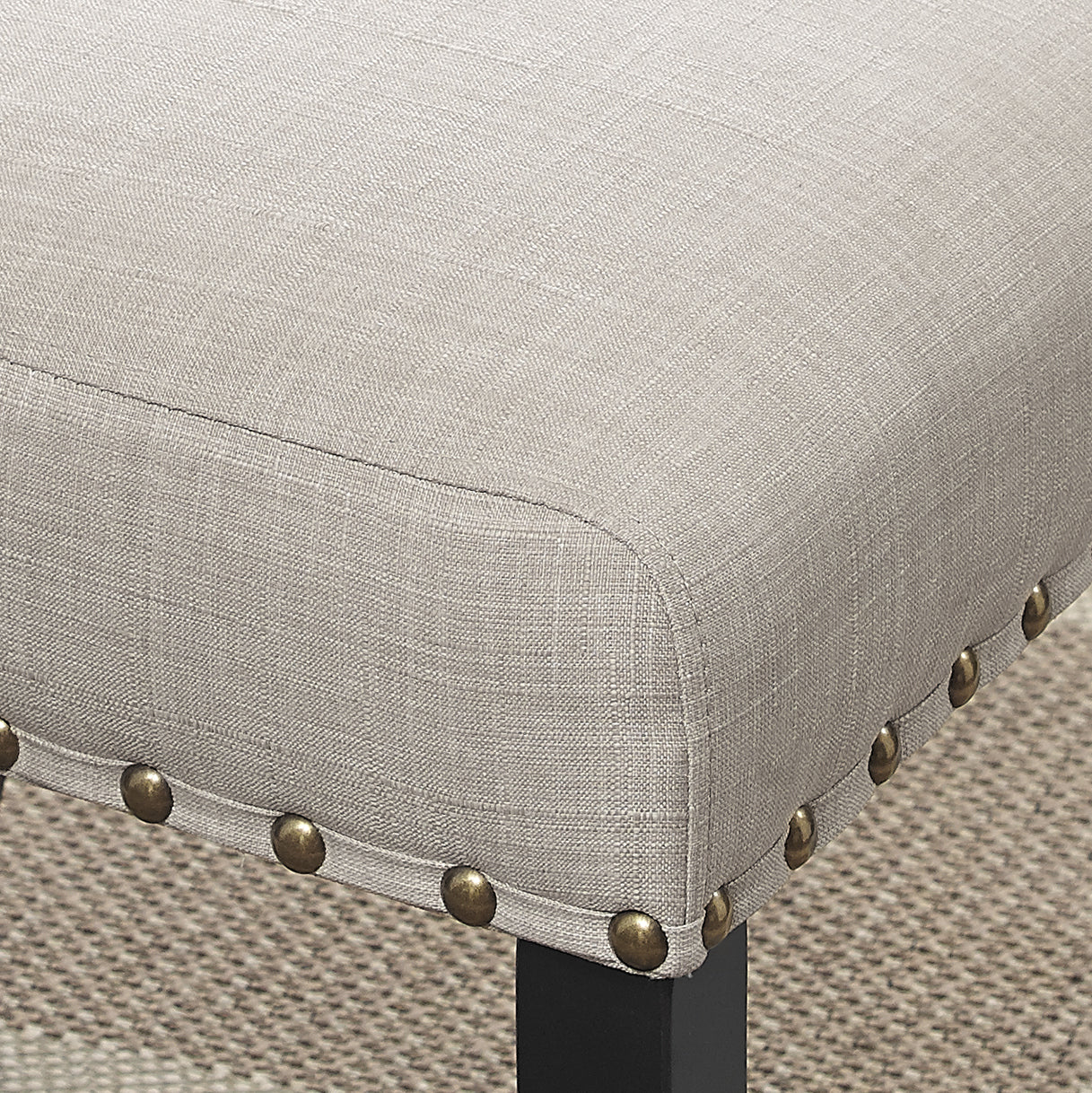Biony Fabric Dining Chairs with Nailhead Trim, Set of 2, Tan image 4