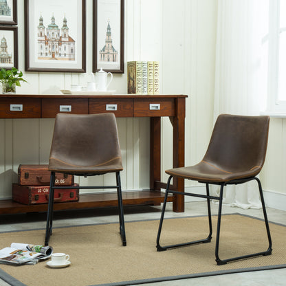 Lotusville Vintage PU Leather Dining Chairs, Set of 2, Antique Brown image 2