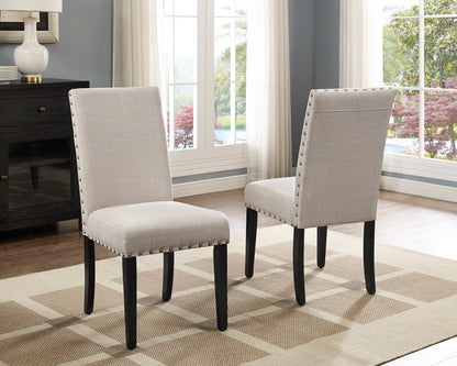 Biony Fabric Dining Chairs with Nailhead Trim, Set of 2, Tan image 2