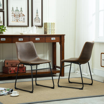 Lotusville Vintage PU Leather Dining Chairs, Set of 2, Antique Brown image 4