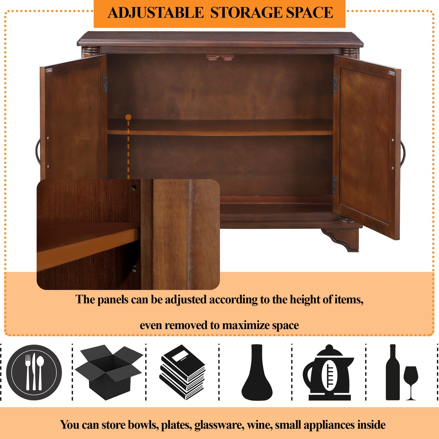 40" Console Table with Storage Shelf, Retro Entryway Table with Adjustable Storage Shelf, Sofa Couch Table for Hallway, Entry Way, Living Room, Foyer, Light Espresso image 7