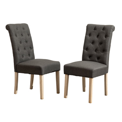 Habit Solid Wood Tufted Parsons Dining Chair, Set of 2, Charcoal image 9