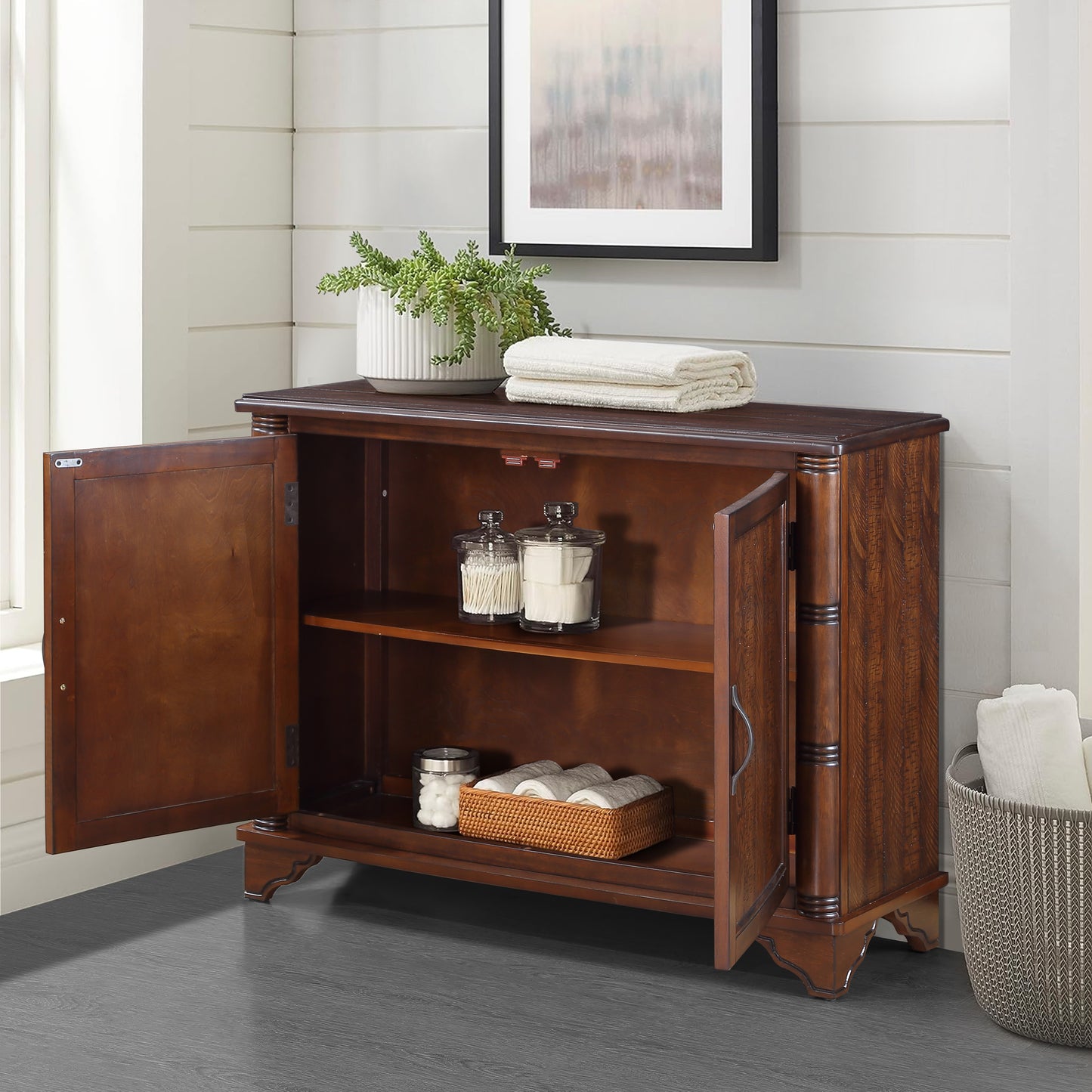 40" Console Table with Storage Shelf, Retro Entryway Table with Adjustable Storage Shelf, Sofa Couch Table for Hallway, Entry Way, Living Room, Foyer, Light Espresso image 3