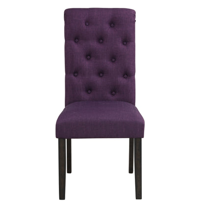Leviton Solid Wood Tufted Asons Dining Chair, Set of 2, Purple image 3