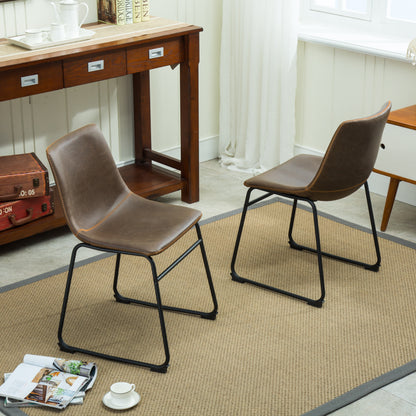 Lotusville Vintage PU Leather Dining Chairs, Set of 2, Antique Brown image 5