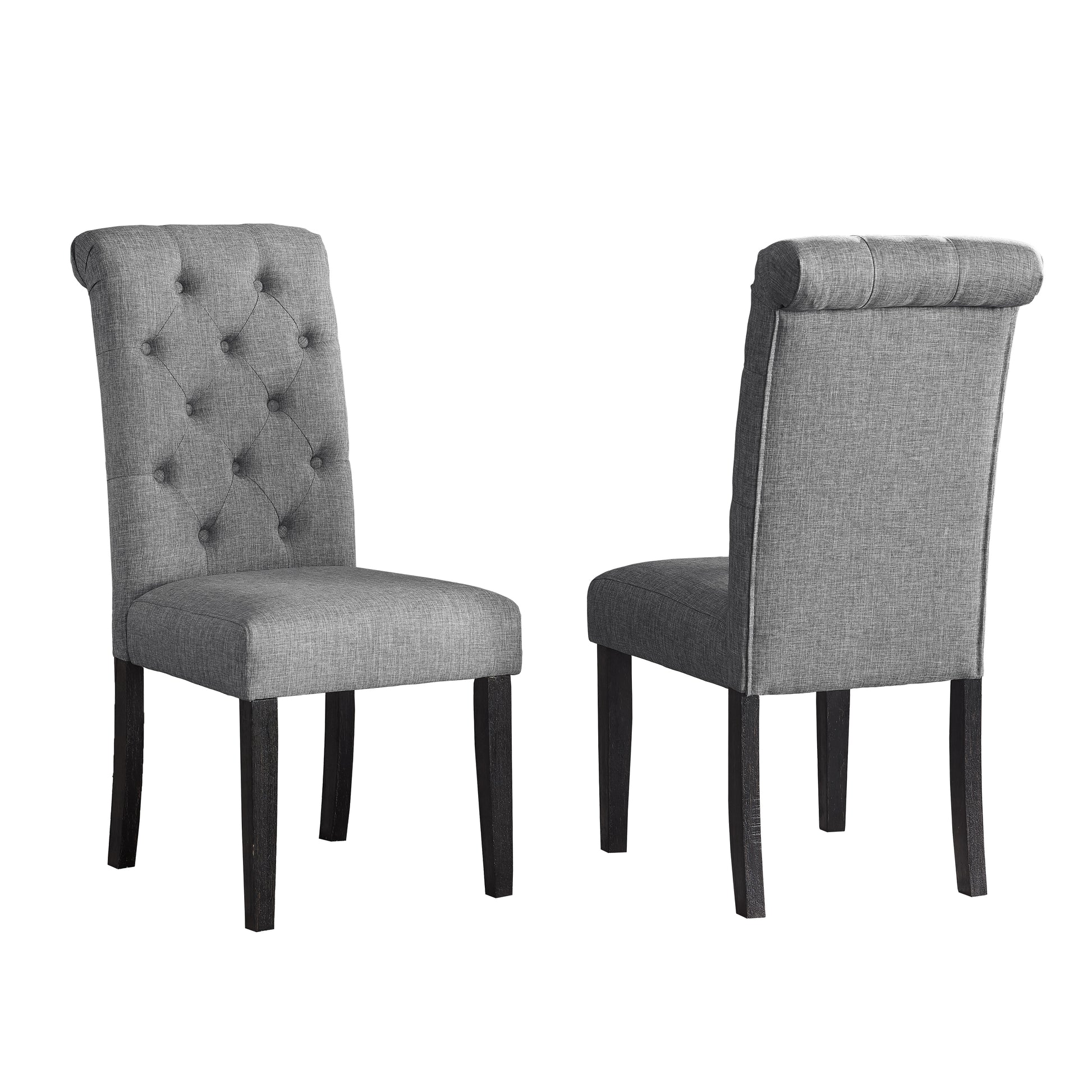 Leviton Solid Wood Tufted Asons Dining Chair, Set of 2, Grey image 5