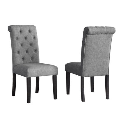 Leviton Solid Wood Tufted Asons Dining Chair, Set of 2, Grey image 5