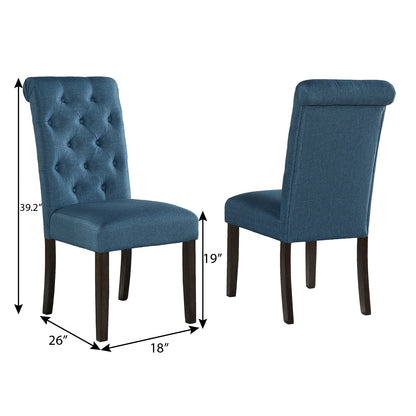 Leviton Solid Wood Tufted Asons Dining Chair, Set of 2, Blue image 5