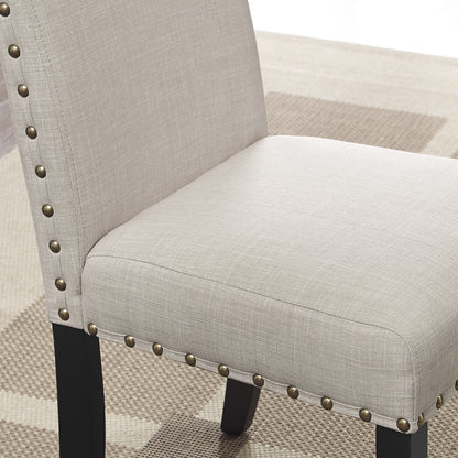 Biony Fabric Dining Chairs with Nailhead Trim, Set of 2, Tan image 3