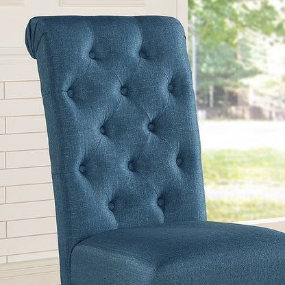Leviton Solid Wood Tufted Asons Dining Chair, Set of 2, Blue image 3