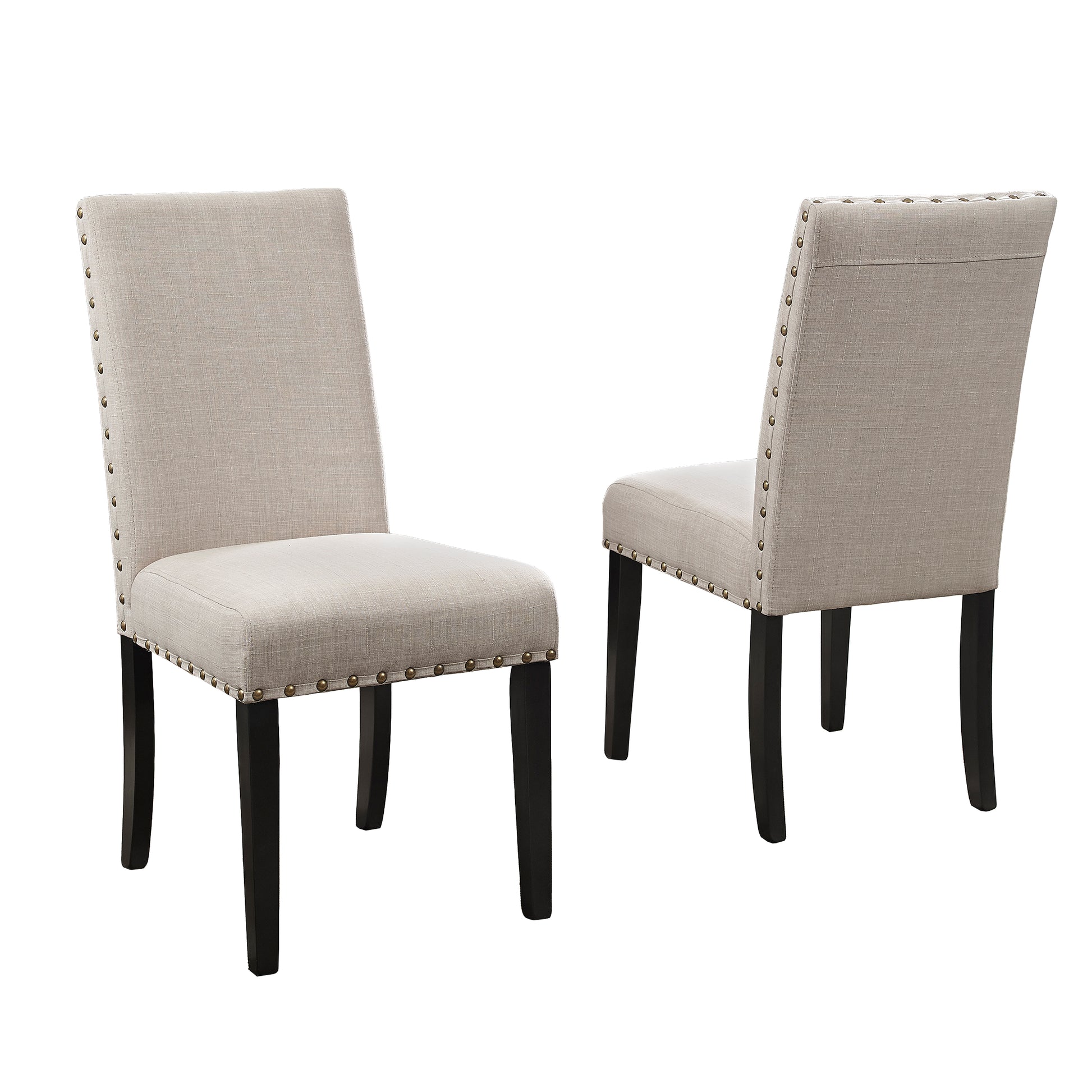 Biony Fabric Dining Chairs with Nailhead Trim, Set of 2, Tan image 7