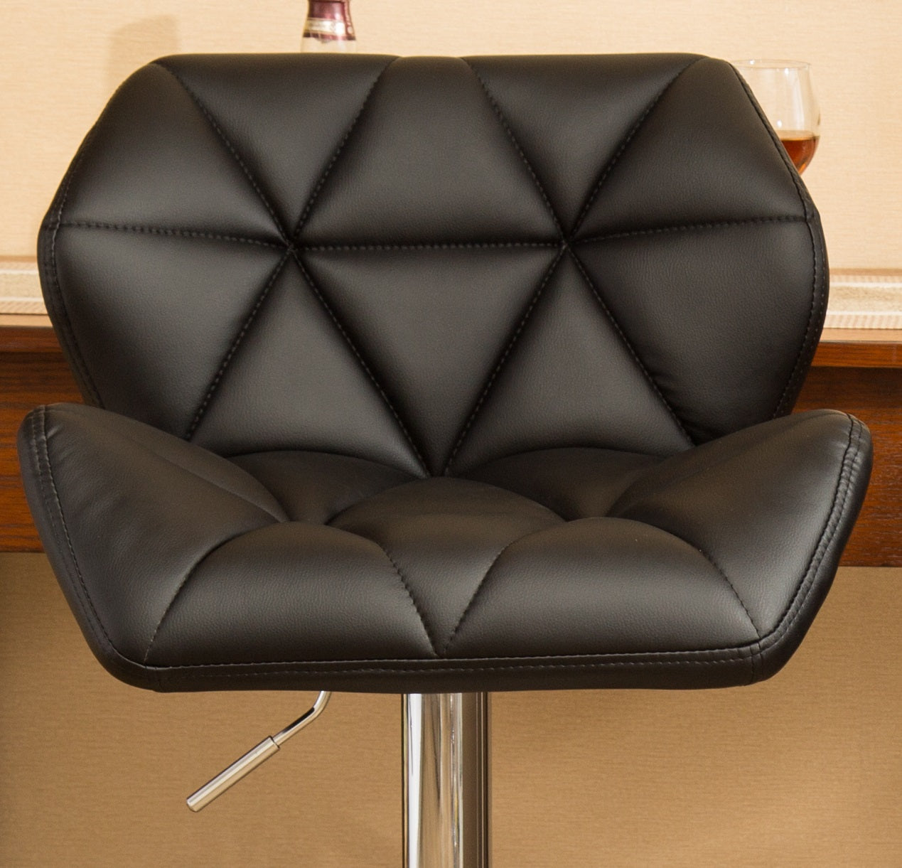 Glasgow Contemporary Tufted Adjustable Height Hidraulic Bar Stools, Set of 2, Black image 8