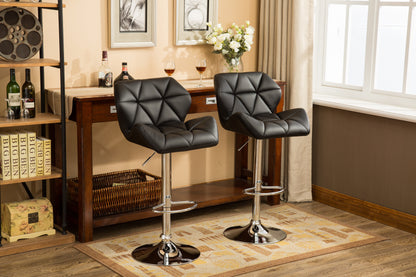 Glasgow Contemporary Tufted Adjustable Height Hidraulic Bar Stools, Set of 2, Black image 5