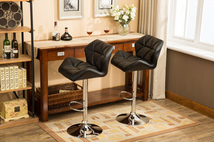 Glasgow Contemporary Tufted Adjustable Height Hidraulic Bar Stools, Set of 2, Black image 6